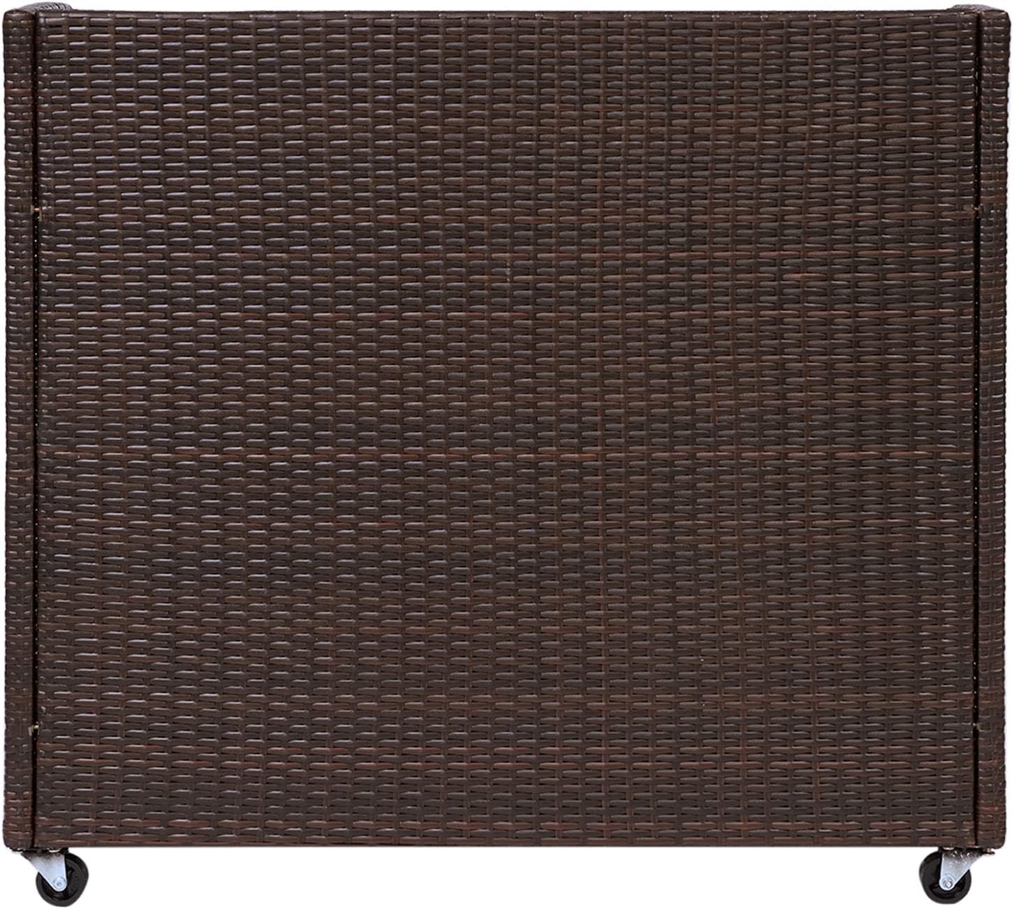 Teamson Home Veronica Outdoor Portable PE Rattan Serving Cart with Wheels, Brown