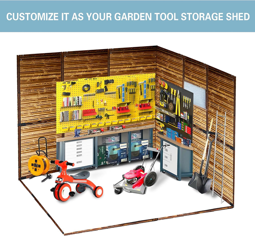 Shed 8' x 8' Storage Shed, 8x8 FT Wood Sheds & Outdoor Storage Clearance, Utility and Tool Garden Shed, Waterproof Storage Shed Large with Lockable Doors for Backyard, Patio, Outside Use
