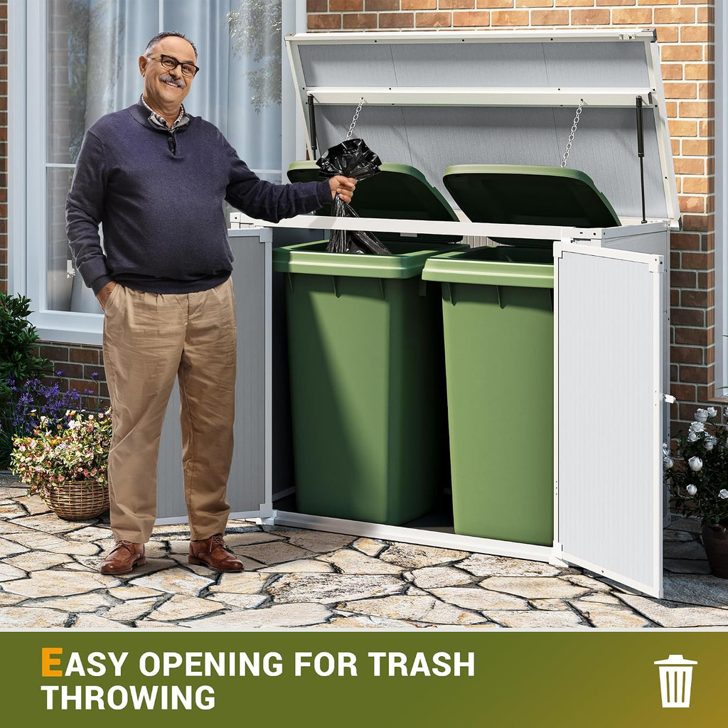 Outdoor Horizontal Storage Sheds 41 Cu.ft Resin Large Storaged Box with Floor Thickened & Gas Spring, Easy to Assemble, Prefect for Garden, Patios, Backyards