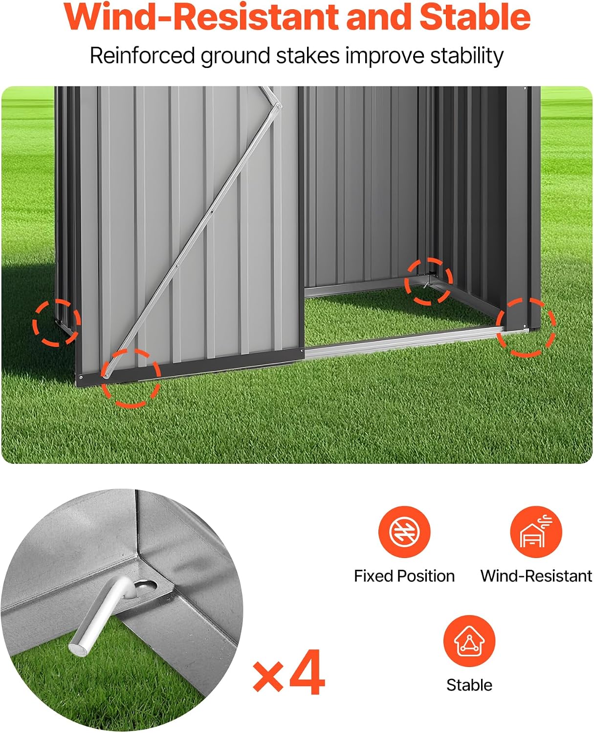VEVOR 5 x 3 FT Metal Garden Shed, Storage Building with Lockable Door & 2 Louver Vents, Sloped Roof Metal Outdoor Storage Shed, Tool Sheds Outdoor Storage for Backyard, Garden, Patio, Bike, Gray