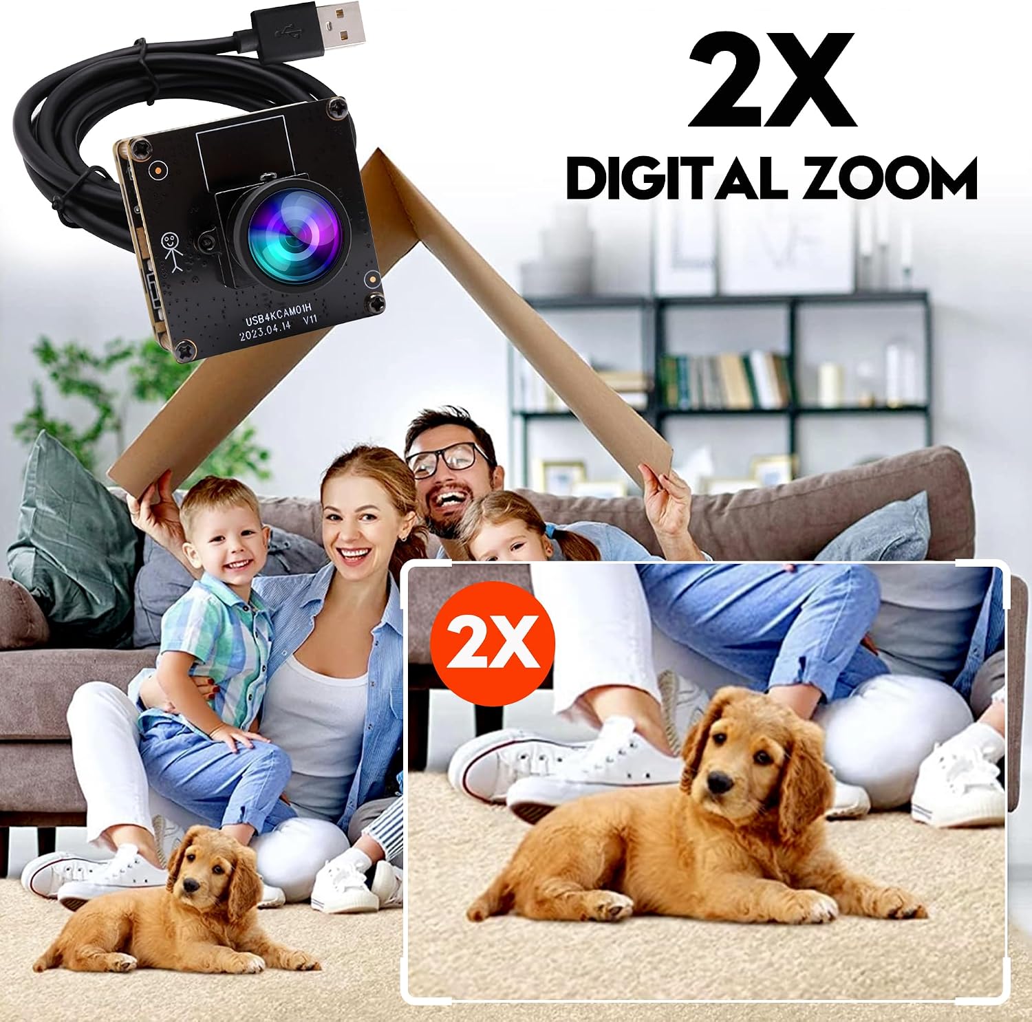 ELP 4K HDMI USB Camera - Wide Angle, 2X Digital Zoom, H.265, 8MP, UVC USB2.0 for Laptop & Monitor