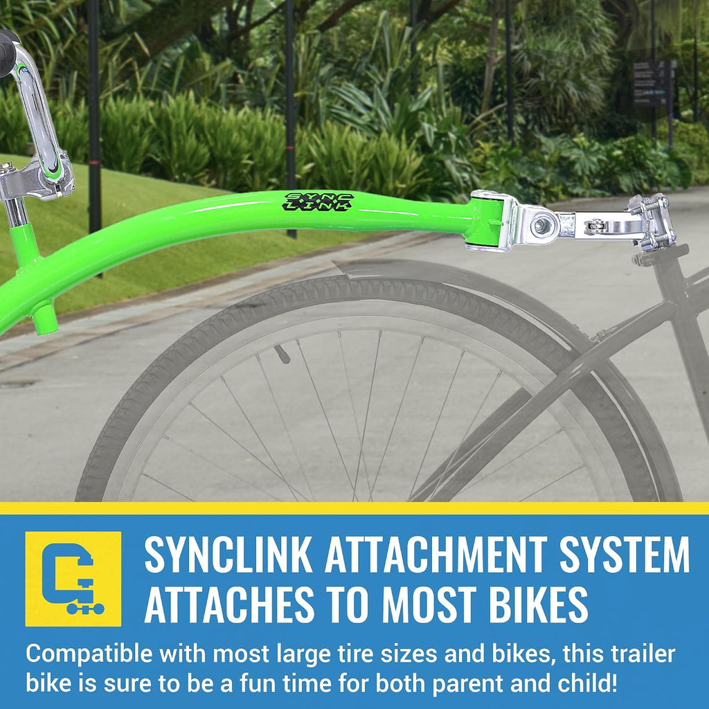 KaZAM Co-Pilot Bike Trailer - 20 Inch Bike Trailer with Adjustable BMX Stem and Handlebar - Lightweight Aluminum Frame and Padded Saddle for Cycling - Perfect for Family Rides