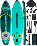 MYBOAT 11'6'×34'×6' Extra Wide Inflatable Paddle Board, Stand Up Paddle Board for Fishing, Sup Board with 3 Removable Fins, Dual Bungees, Camera Mount, Hand Pump, Strong Paddle,Leash