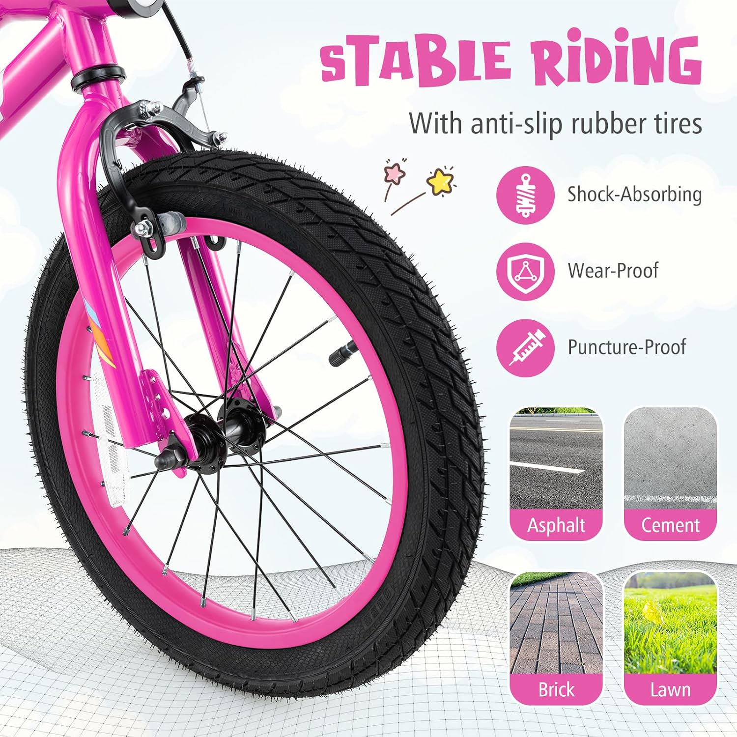BABY JOY Lighted Kids Bike, 16 18 Inch Children Bicycle with 7-Mode LED Lighted Frame, Headlight, Flash Training Wheels, Dual-Brake, 95% Pre-Assembled, Girls Boys Bike for 4-8 Years