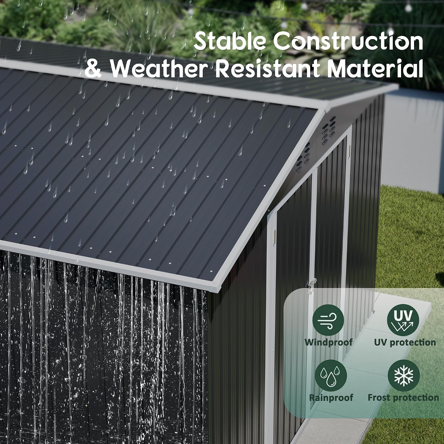 YOPTO 10x12 FT Outdoor Storage Shed,Metal Shed W/Updated Frame Structure,Garden Shed W/Lockable Door,2 Air Vents & Sloped Roof,for Backyard,Patio,Lawn,Black