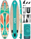 11'*33'/34' Inflatable Stand Up Paddle Board for Beginners,400/420lbs Capacity, Anti-Slip EVA Deck, Includes Adjustable Paddle, Pump, Backpack & SUP Accessories for Surfing, Fishing, Yoga & More