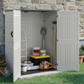 EHHLY Vertical Resin Storage Shed, 60 Cuft Garden Tool Sheds & Outdoor Storage, Plastic Outdoor Storage Cabinet Waterproof, 4.5 x 2.3 ft Backyard Outside Lawn Mower Storage Shed, Light Grey