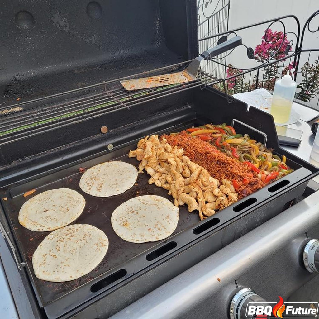 Full Size Griddle Insert for Weber Genesis 300 Series Gas Grills, 7524 Flat Top Grill Griddle Insert with Handles for Weber Genesis E310 E320 S330 EP310 EP320 EP330 CEP-310 Series, Carbon Steel