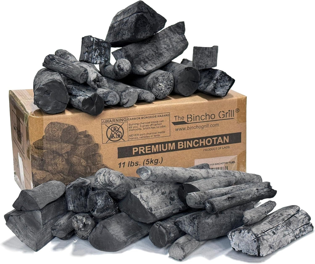 The Bincho Grill Binchotan Charcoal 22 lbs – Premium Japanese Grill Style Hardwood, 95% Carbon, Smokeless High-Heat, Long Burn for Yakitori, Reusable
