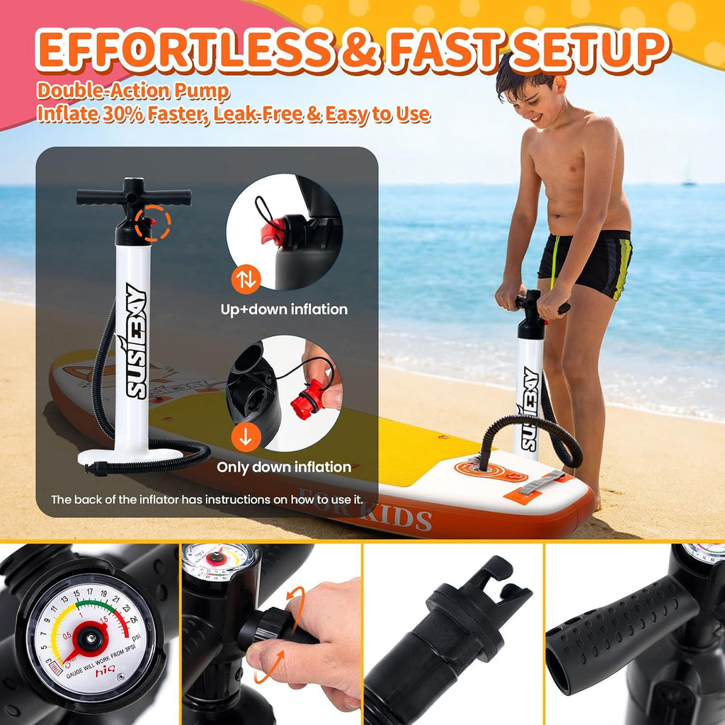 Kids Inflatable Stand Up Paddle Board with SUP Accessories,Wide Stable Design,Non-Slip Comfort Deck, Inflatable Paddle Board for Kids & Children