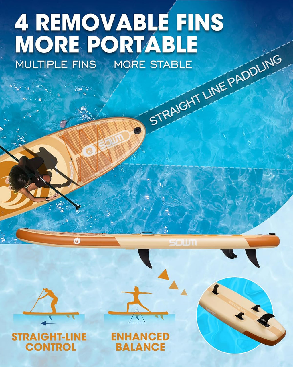 Inflatable Paddle Boards, Stand Up Paddle Board for Adults Youth of All-Round, 10'6'' *33'' * 6'' Extra Wide & No-Slip Sup for Yoga Fishing
