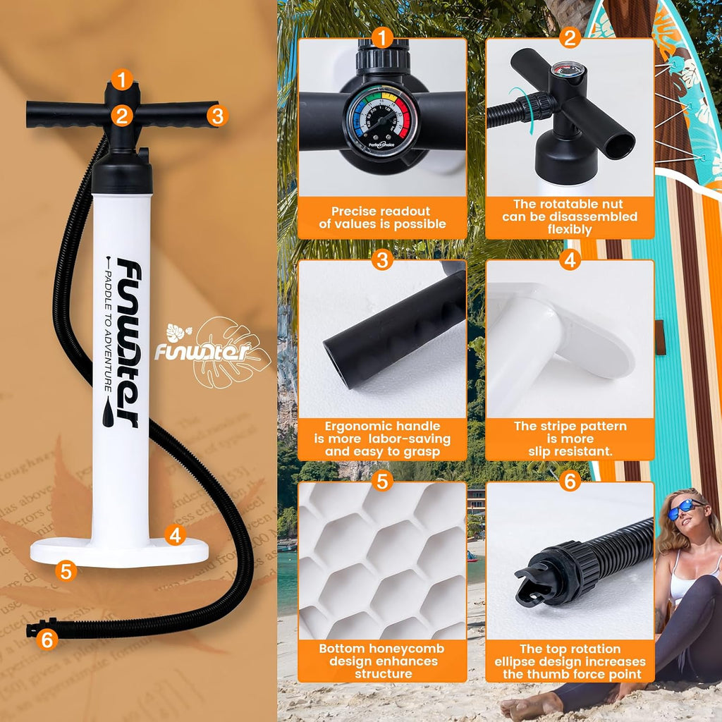 FunWater 11'/10'6' Inflatable Stand Up Paddle Board with Premium SUP Paddleboard Accessories, Wide Stable Anti-Slip EVA Deck,Paddle Boards for Adults & Youth of All Skill Levels