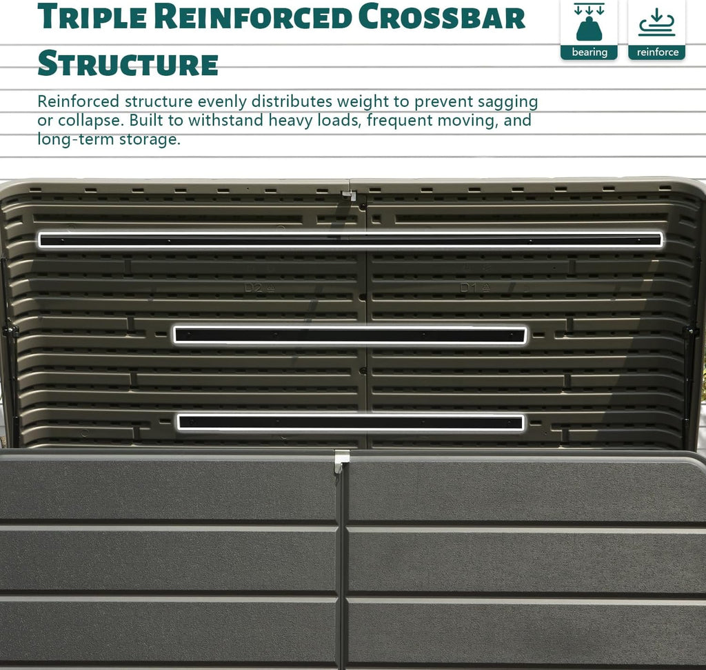 Domi 160 Gallon Outdoor Storage Box – Waterproof, UV-Resistant Deck Box with Lockable Lid for Patio Furniture, Garden Tools, Delivery Packages (Large Resin Storage Bin）