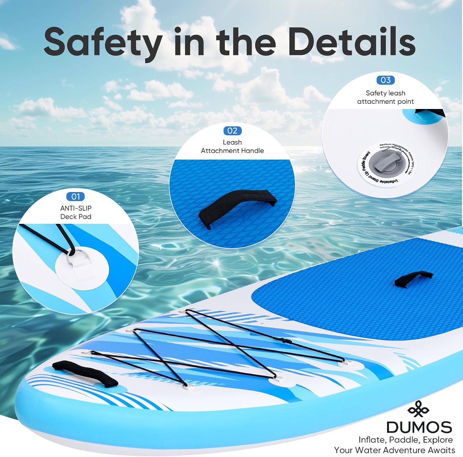 DUMOS Inflatable Stand Up Paddle Board, 10.5'×33'' Paddle Boards with Non-Slip Deck, Durable Advanced Material and Complete SUP Accessories for All Skill Levels