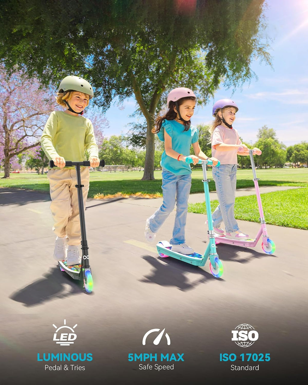 Gyroor KS2 Kids Electric Scooter – 5 MPH Safe Speed, Foot Sensor Start, LED Lights, Adjustable Handlebar, 2 Hr Fast Charge, UL2272 Certified, Ages 6–12, 121 lb Max Load