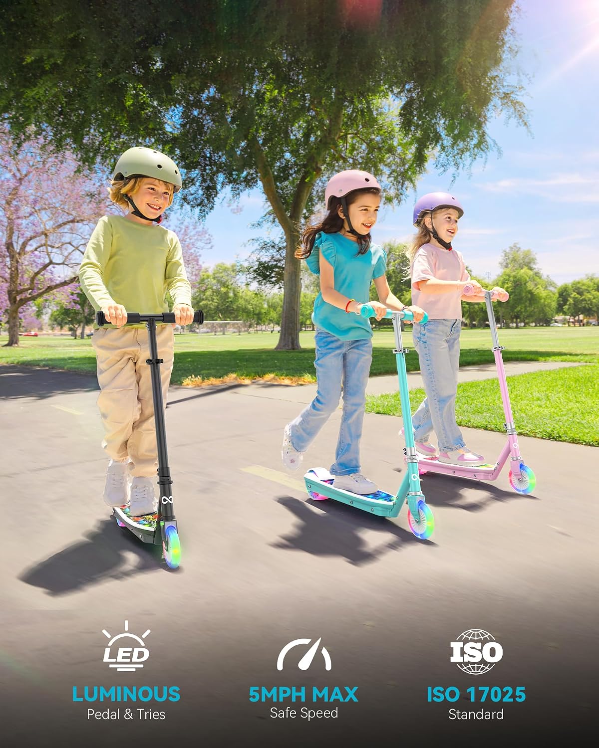 Gyroor KS2 Kids Electric Scooter – 5 MPH Safe Speed, Foot Sensor Start, LED Lights, Adjustable Handlebar, 2 Hr Fast Charge, UL2272 Certified, Ages 6–12, 121 lb Max Load
