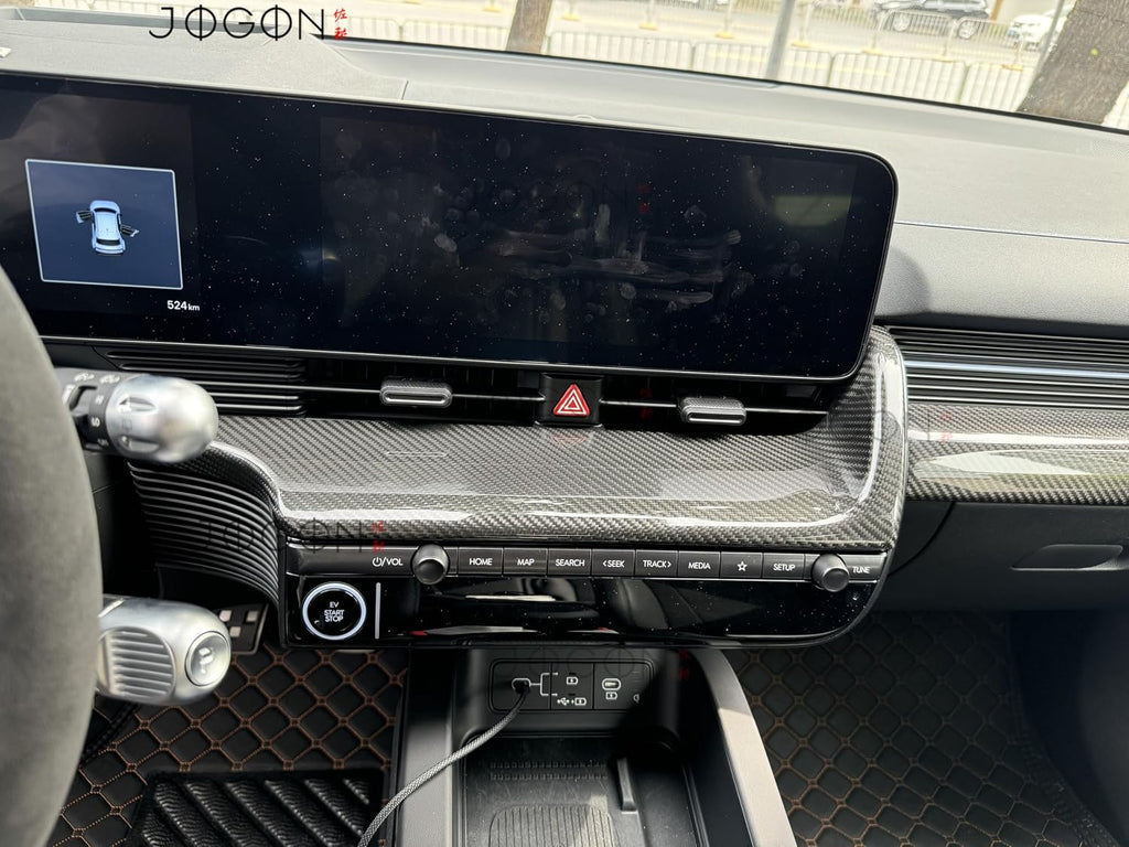 Genuine Carbon Fiber Center Consoles Dashboard Trin for Hyundai Ioniq 5 N Line N NE Limited XRT SEL Long Range 2022 2023 2024 2025 (Glossy Carbon)