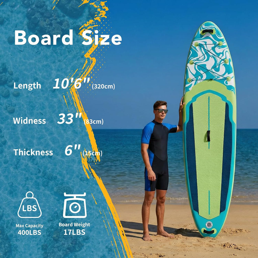 Sweetcrispy Inflatable Stand Up Paddle Board with Premium SUP Paddleboard Accessories,2-in-1 Paddle,Wide Stable Design,Non-Slip Comfort Deck for Adults & Youth of All Skill Levels