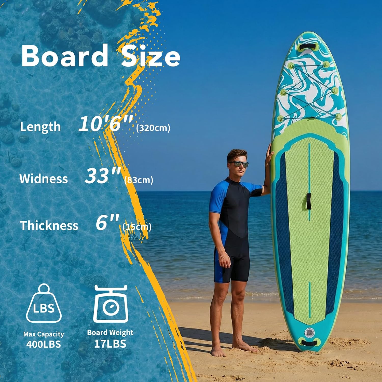 Sweetcrispy Inflatable Stand Up Paddle Board with Premium SUP Paddleboard Accessories,2-in-1 Paddle,Wide Stable Design,Non-Slip Comfort Deck for Adults & Youth of All Skill Levels
