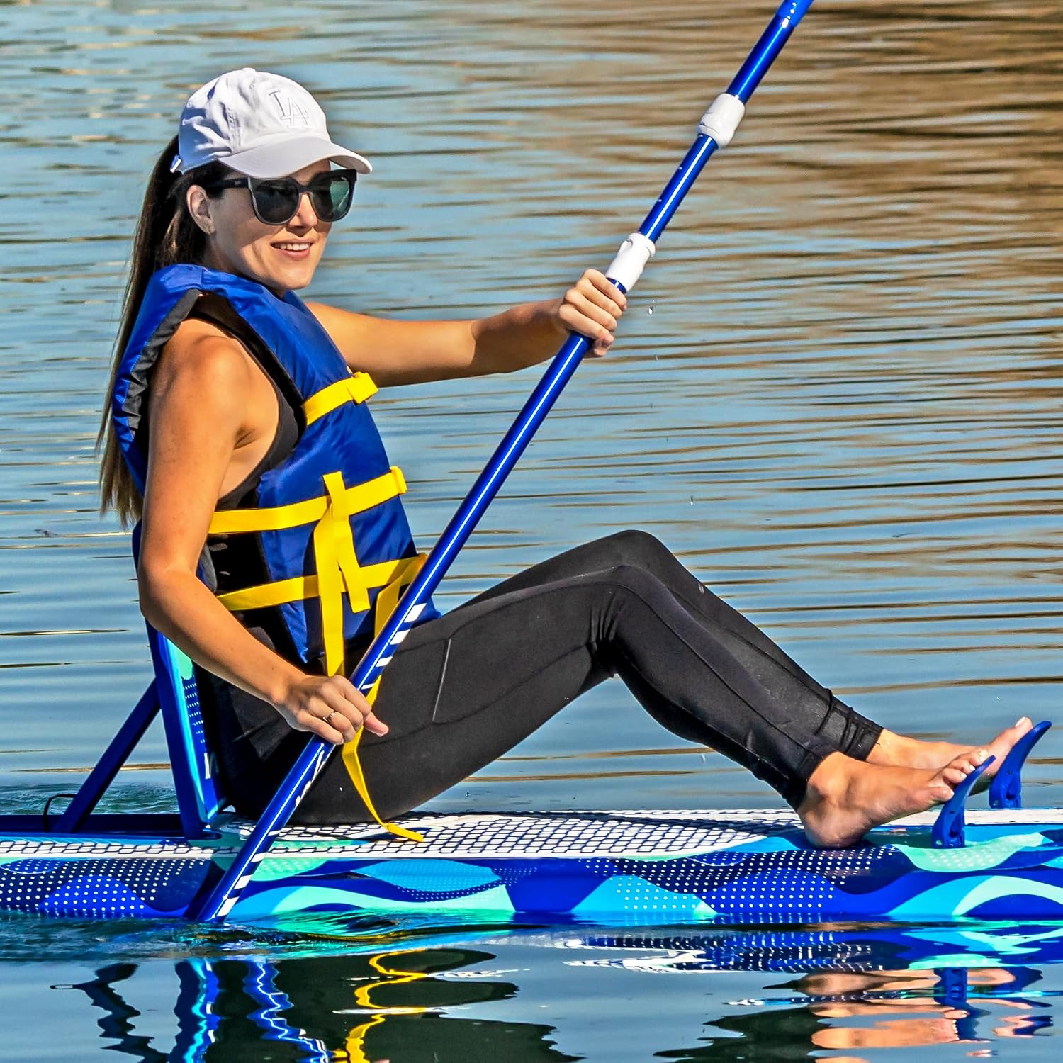 WAVESTORM 9ft6 SUP Kayak Hybrid Stand Up Paddleboard Foam Soft Top SUP for Adults and Kids of All Levels of Paddling Kayak,Blue