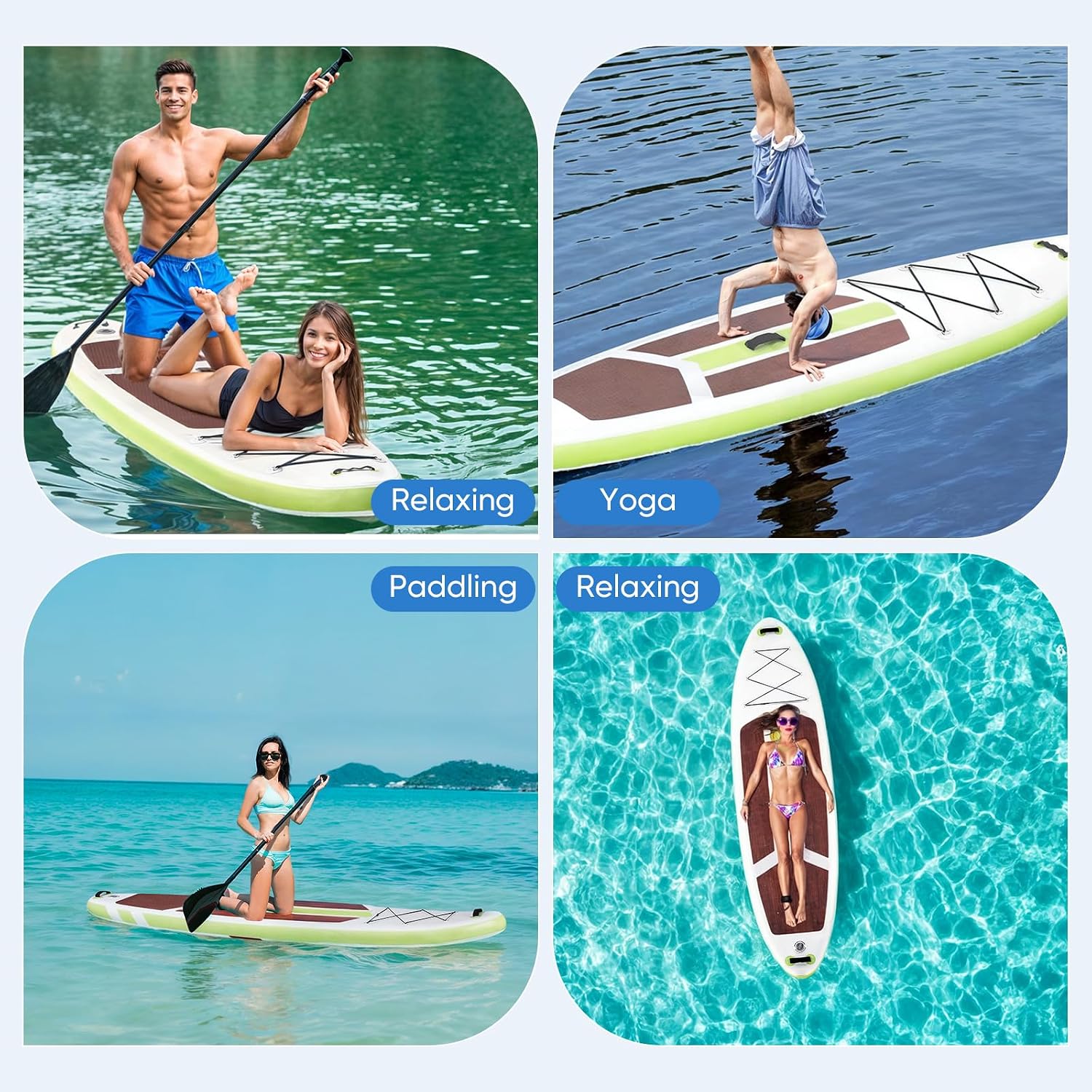 Sweetcrispy Inflatable Stand Up Paddle Board with Premium SUP Paddleboard Accessories,2-in-1 Paddle,Wide Stable Design,Non-Slip Comfort Deck for Adults & Youth of All Skill Levels
