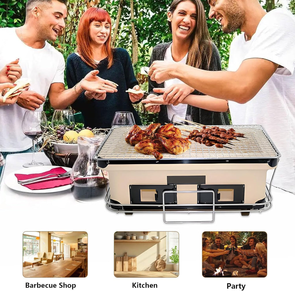 AIZYR Portable BBQ Grill Japanese Barbecue Grill Handmade Using Clay, Tabletop BBQ Charcoals Stove Yakitori Grill for Outdoor Picnic Camping Backyard