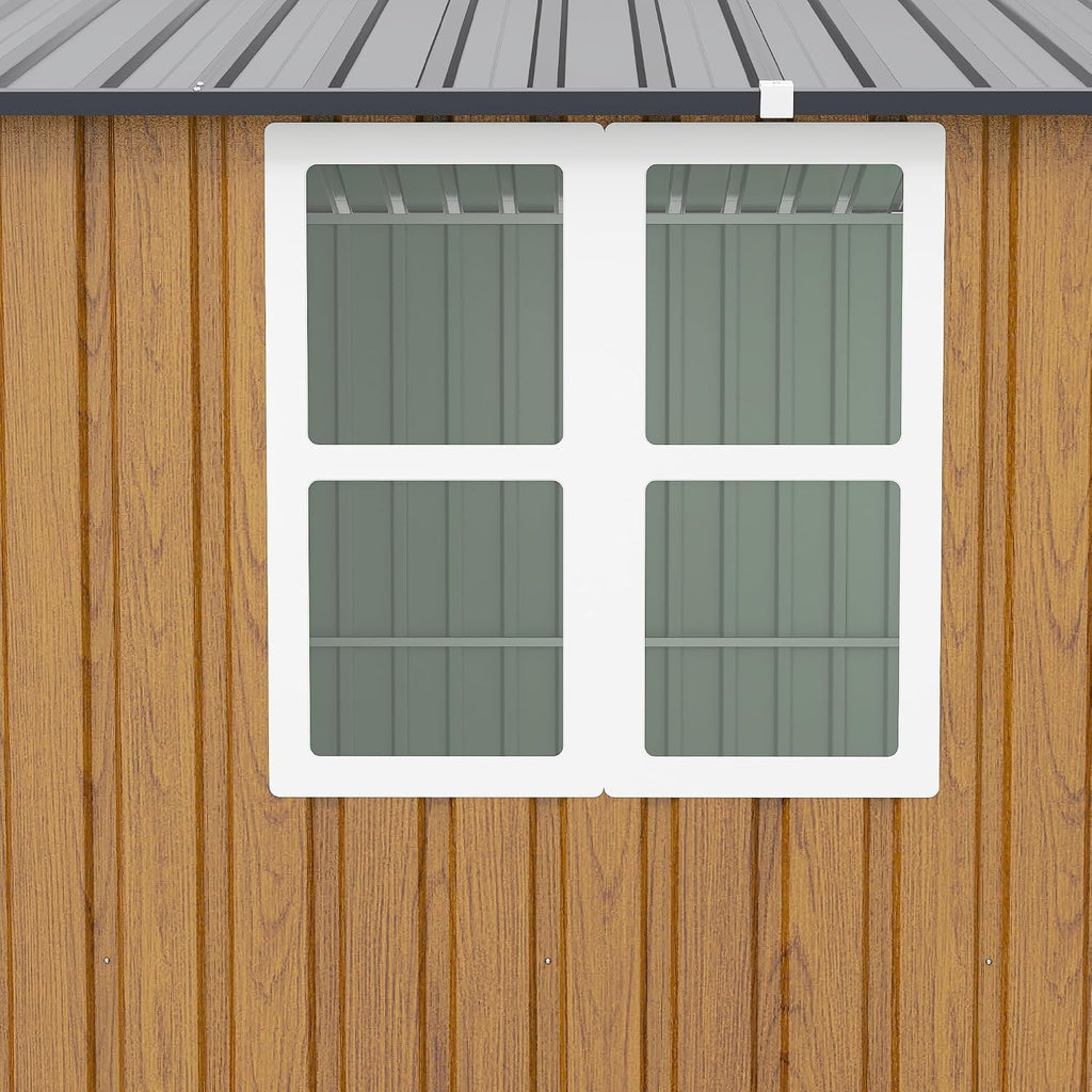 YOPTO 10x12 FT Outdoor Storage Shed,Extra Large Metal Garden Tool Shed with Lockable Doors,Windows & Air Vents,Dual-Zone Design Outside Steel Tiny House for Backyard, Patio Lawn,Yellow