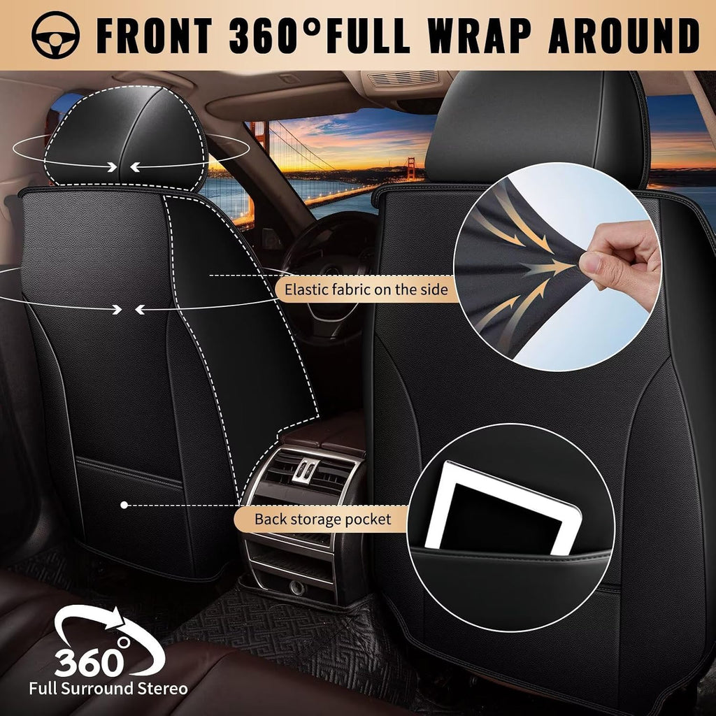 Car Seat Covers Fit for Hyundai Kona 2018-2026: Full Set 5 Seats Faux Leather Seat Cover Waterproof Seat Protectors Automotive Seat Cushion(Black & Red)-2 Rows 5 Seats