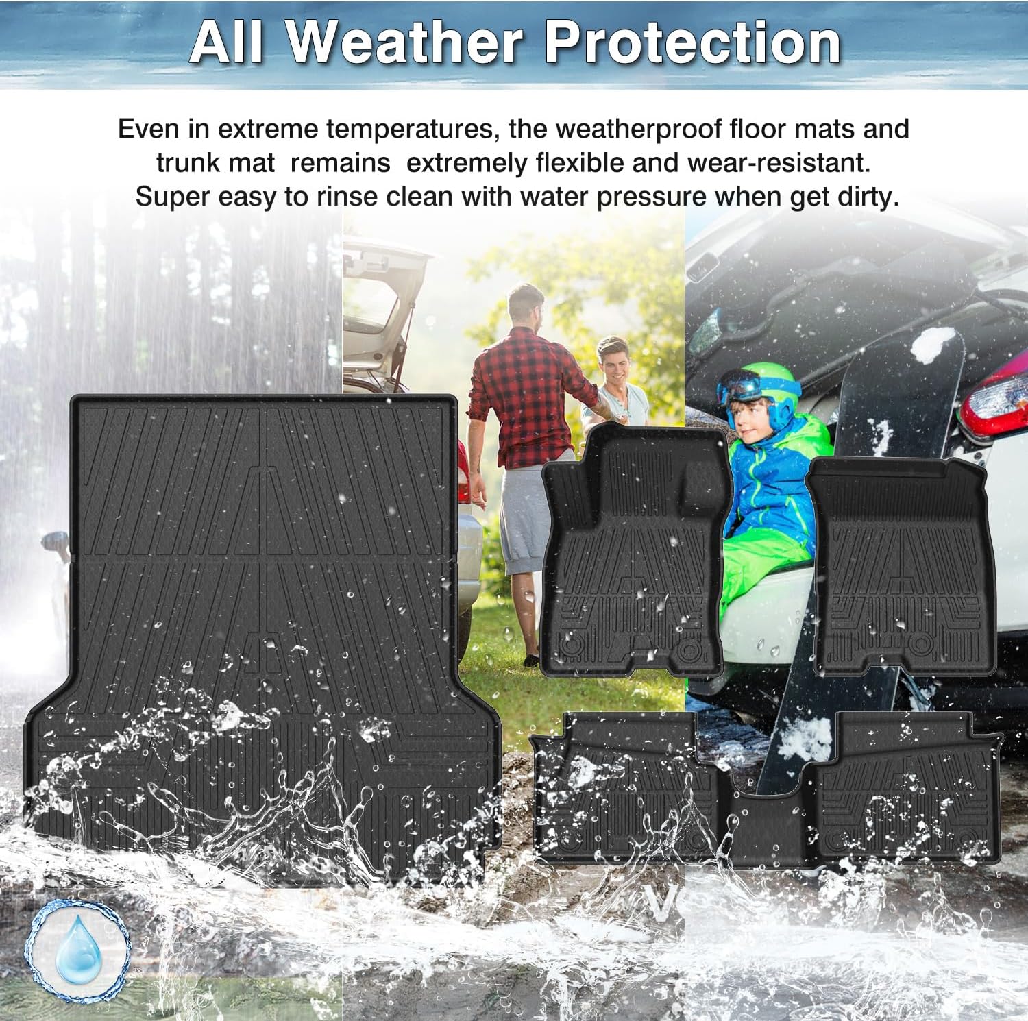 Mixsuper Floor Mats Bed Mat for Ford Maverick 2026 2025 2024-2022 (Not fit Hybrid), All Weather 2 Row Foor Liners & Truck Bed Liner Maverick Accessories Set Black