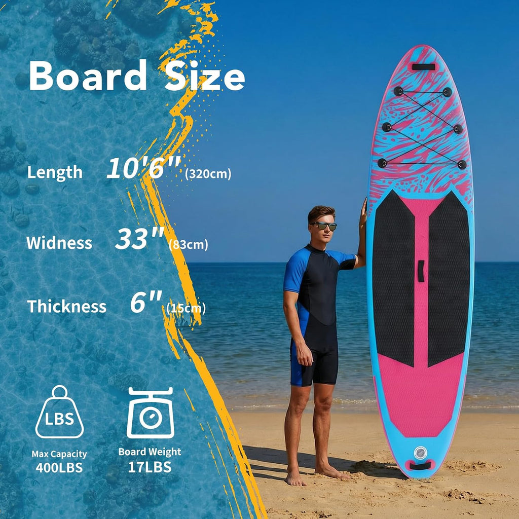 Sweetcrispy Inflatable Stand Up Paddle Board with Premium SUP Paddleboard Accessories,2-in-1 Paddle,Wide Stable Design,Non-Slip Comfort Deck for Adults & Youth of All Skill Levels
