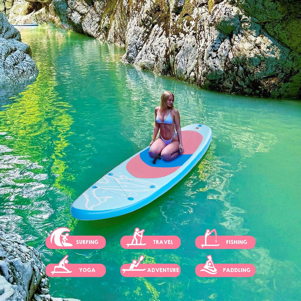 DAKUWAR Paddle Board 10'6''/10' Inflatable Stand Up Paddle Boards with SUP Accessories Ultra-Light Paddleboard Non-Slip Comfort Deck for Adults & Youth of All Skill Levels