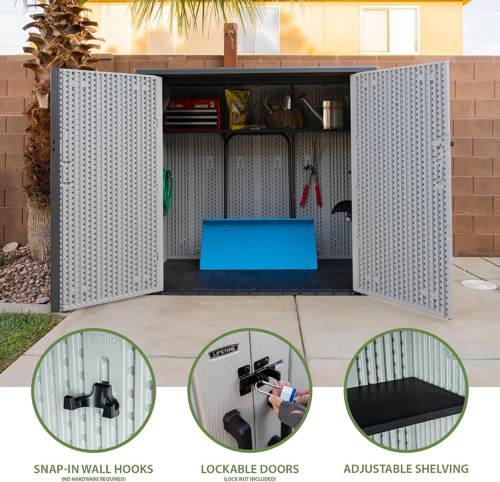 Lifetime Outdoor Utility Storage Shed with Double Wall Steel-Reinforced Construction, 6.3 x 3.6 FT