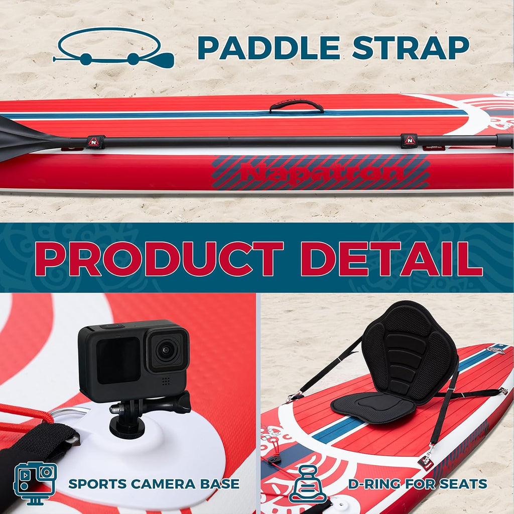 Napatron Inflatable Paddle Board, 10'6' Ultra Lightweight SUP with Adjustable Paddle, Anti-Slip Deck,Coiled Leash & Carry Bag,Stable All-Around Stand Up Paddle Board for Adults