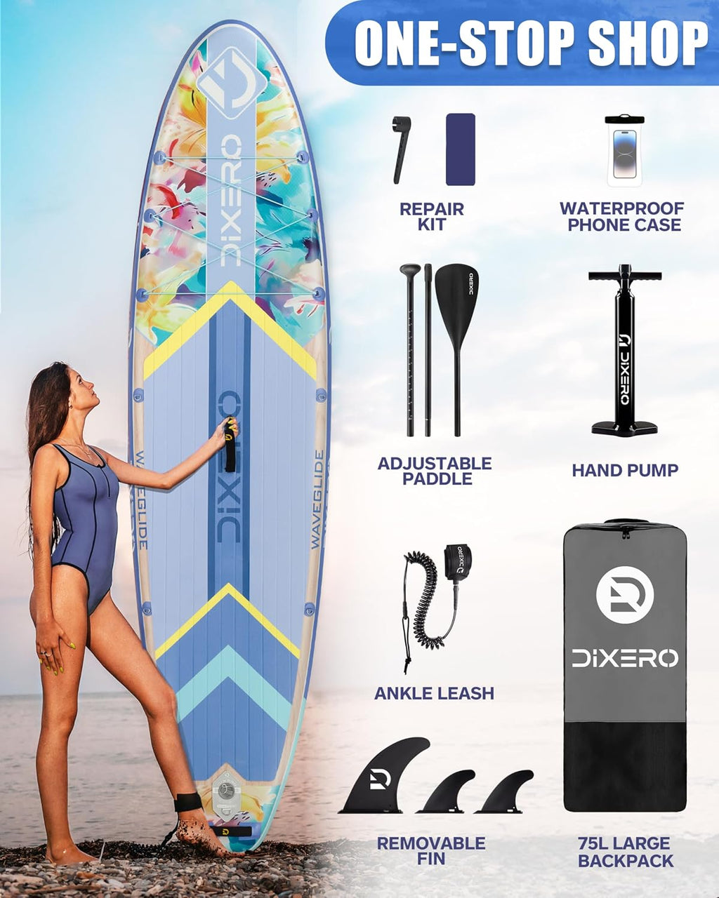 Inflatable Stand Up Paddle Board with SUP Accessories, 11'*33' Inflatable Paddle Boards for Adults & Youth of All Skill Levels