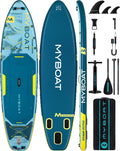 MYBOAT 11'6' Extra Wide Inflatable Paddle Board, 450LB Max Capacity Stable SUP for 2-3 People, Non-Slip Stand Up Board for Beginners & Fishing, Versatile 15 D-Rings, Dual Bungee, 3-Fin Stability