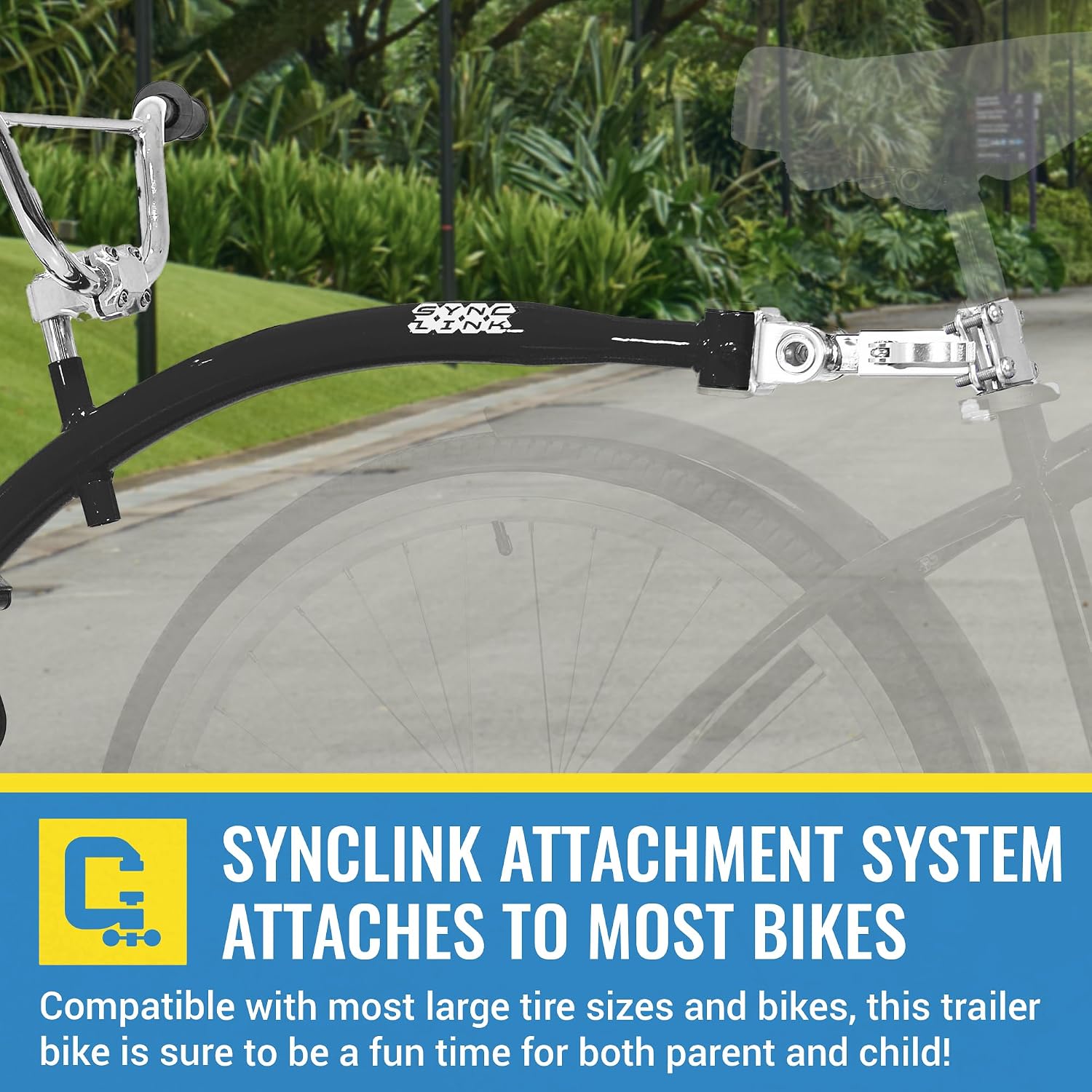KaZAM Co-Pilot Bike Trailer - 20 Inch Bike Trailer with Adjustable BMX Stem and Handlebar - Lightweight Aluminum Frame and Padded Saddle for Cycling - Perfect for Family Rides