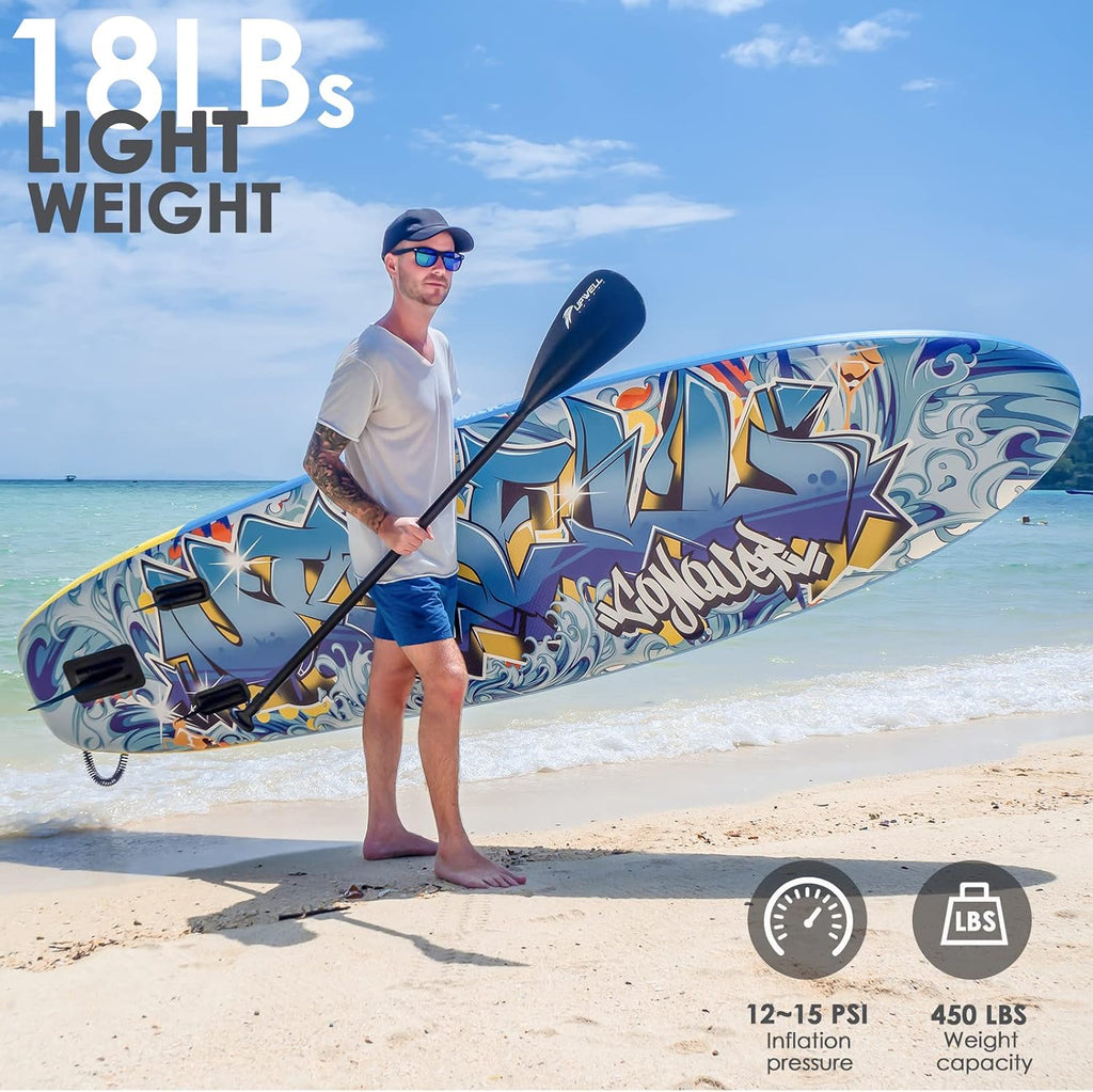 UPWELL 10'6'/11'/11'6' Inflatable Paddle Board, Stand Up Paddlboard for Youth & Adults, Stable Design, Premium SUP Accessories, Backpack, Leash, Hand Pump, Fins