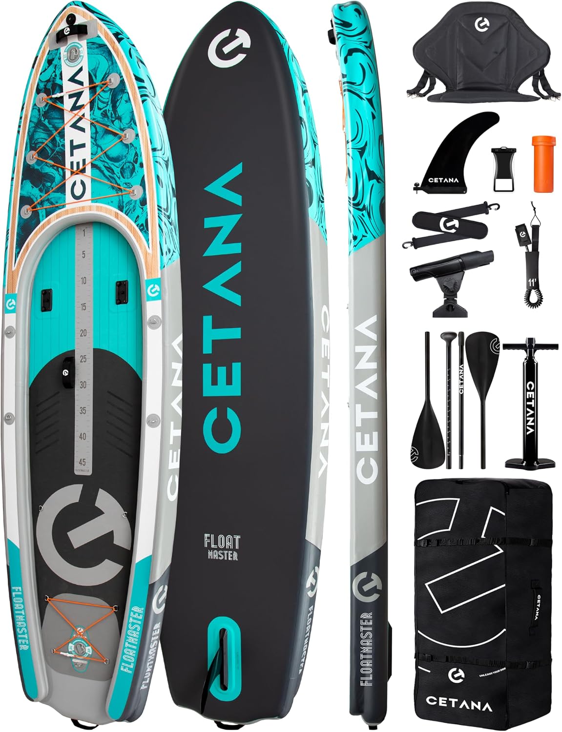 CETANA 11'6×35' Extra Wide Stand Up Paddle Board for Adults & Youth, 400lb Capacity Inflatable Paddle Board, Sup for 2+1 Person with Removable US Fin, 100L Backpack, Floating Paddle, Safety Leash