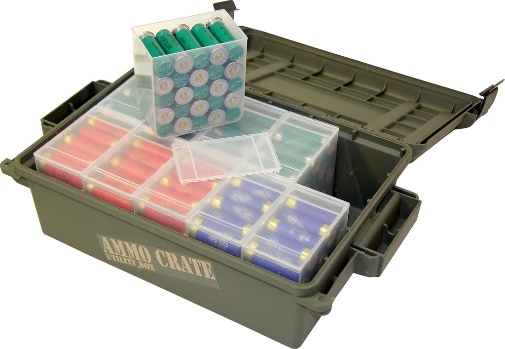 MTM ACR4-18 Ammo Crate Utility Box-Carry up to 65lbs of gear-Stackable design,double padlock for security - Water-resistant O-ring seal - Army Green,(Pack of 4)