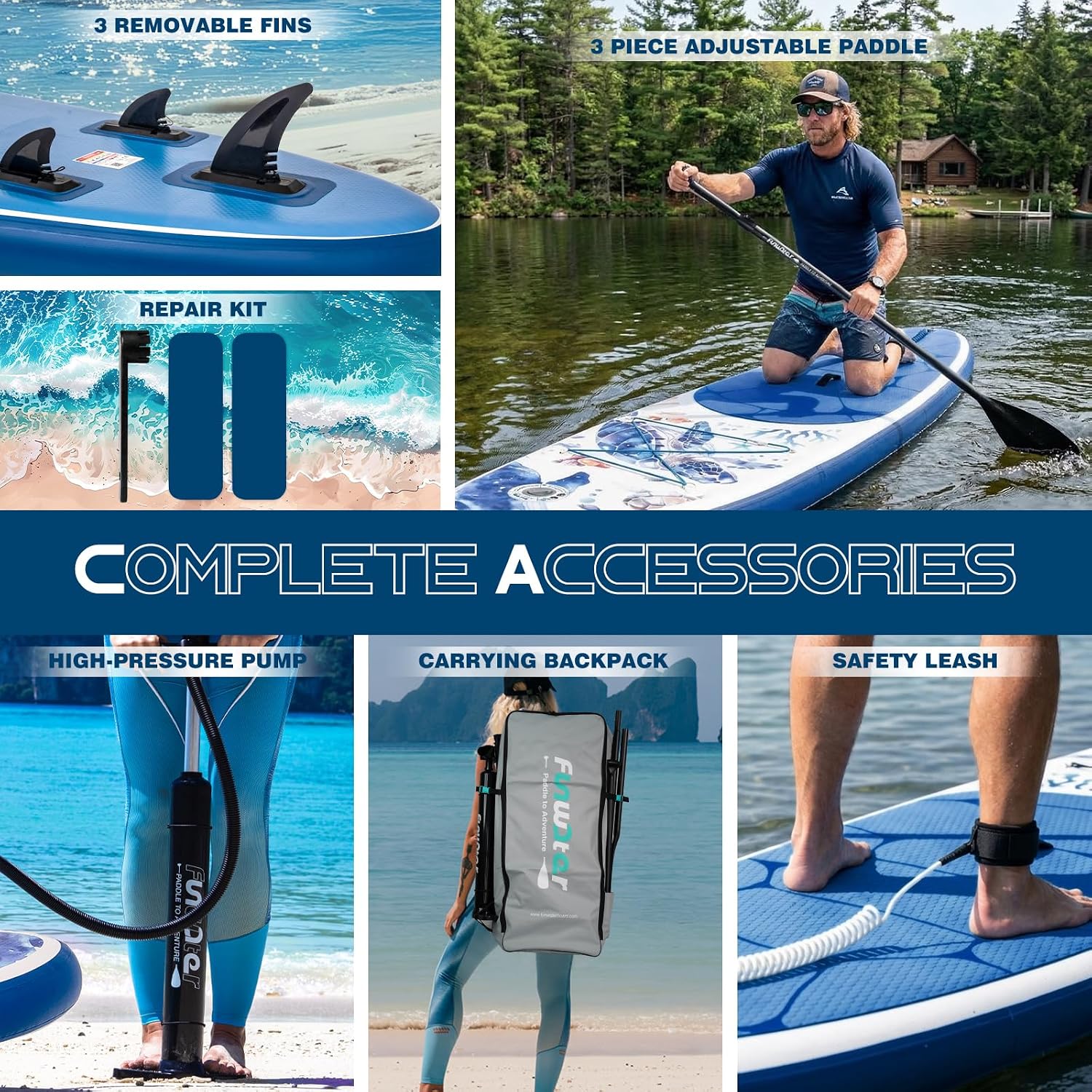 FunWater Stand Up Paddle Board Ultra-Light Inflatable Paddleboard with SUP Accessories for Adults & Youth of All Skill Levels