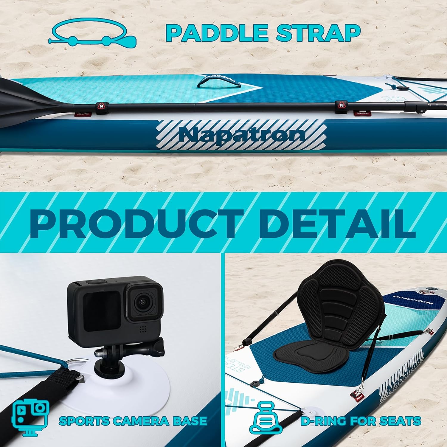 Napatron Inflatable Paddle Board, 10'6' Ultra Lightweight SUP with Adjustable Paddle, Anti-Slip Deck,Coiled Leash & Carry Bag,Stable All-Around Stand Up Paddle Board for Adults