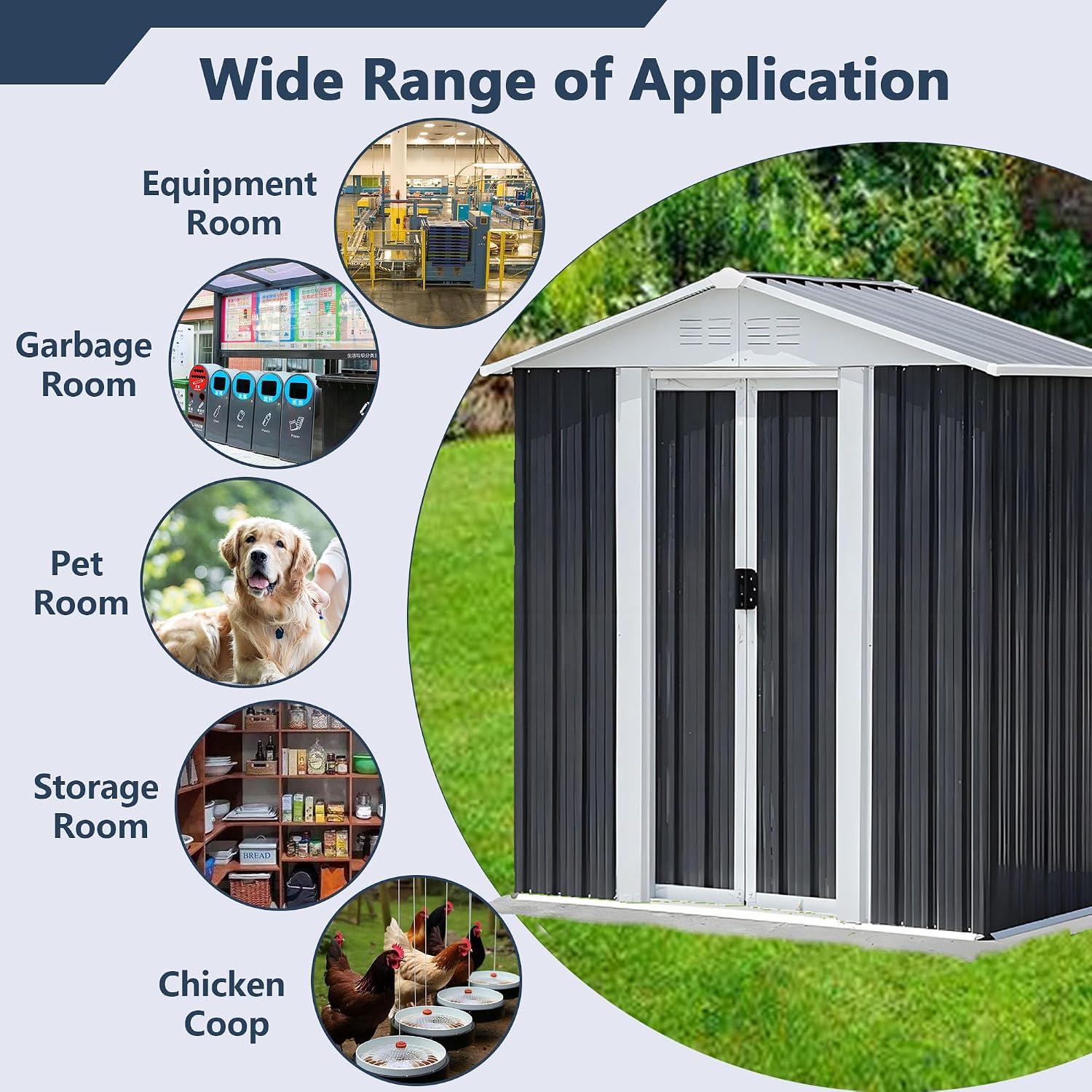 5FT x 3FT Outdoor Storage Metal Anti-Corrosion Utility Tool House with Lockable Door & Shutter Vents，Outdoor Waterproof Garden Tool Storage Sheds（with Metal Foundation）