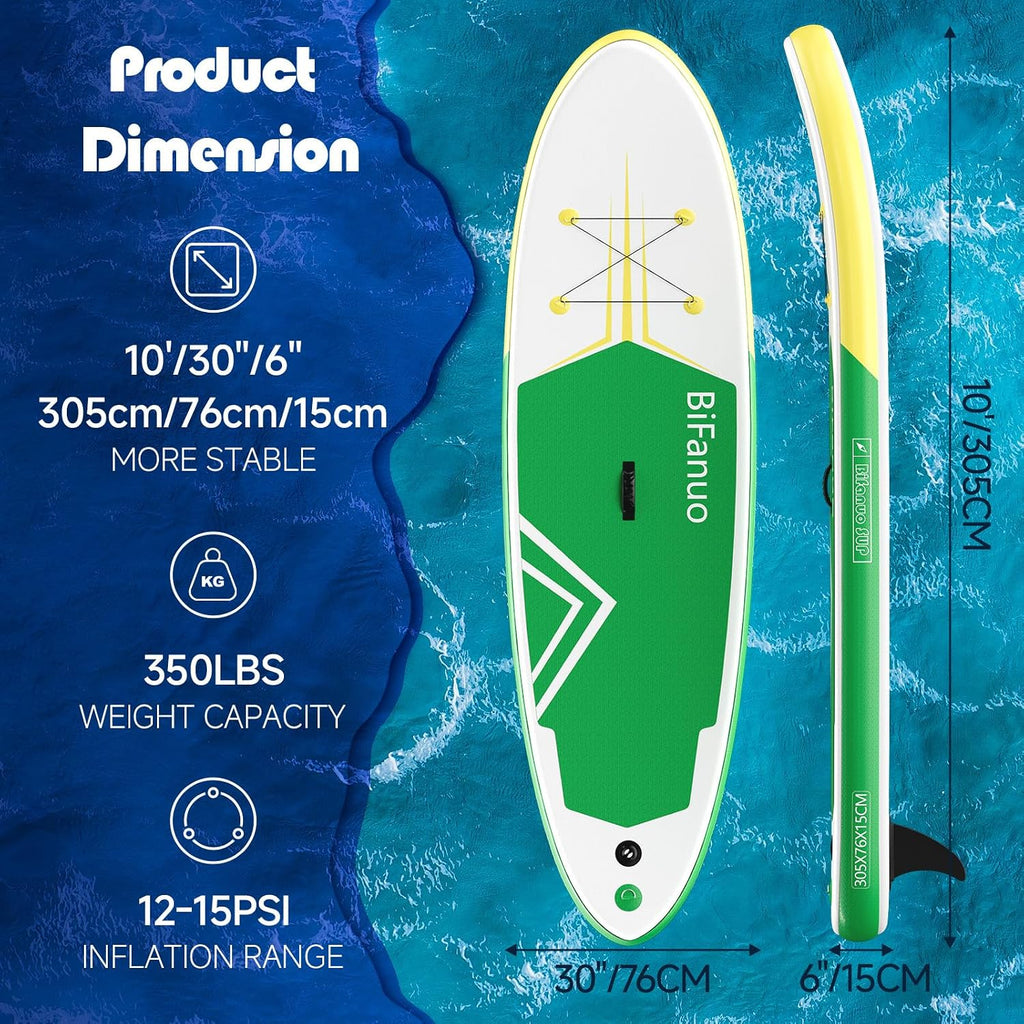 Bifanuo Inflatable Stand Up Paddle Board with SUP Accessories and Backpack