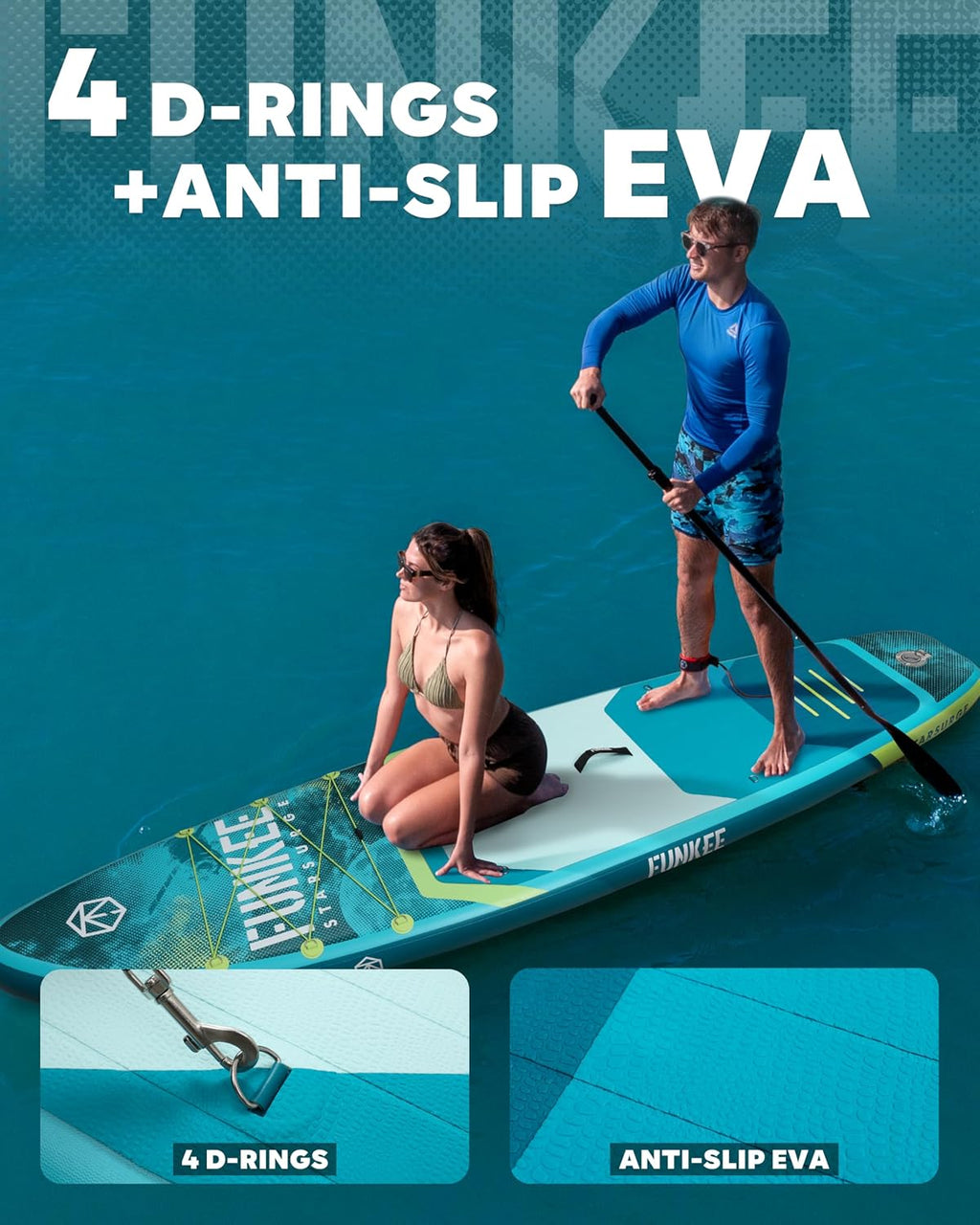 11'×34'×6' Extra Wide Inflatable Stand Up Paddle Board, Sup Board with Removable Fins, Backpack, Floating Paddle, Safety Leash, Floating Phone Case for Adults & Youth of All Skill Levels
