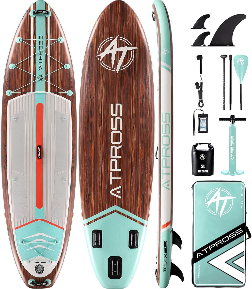 11'6'x35' Inflatable Paddle Board, 450lbs Extra Wide Stand Up Paddleboard for Adults with Premium SUP Accessories Kit & Backpack, Blow Up Kayak Non-Slip Stable Deck Boat for Yoga Fishing Surf