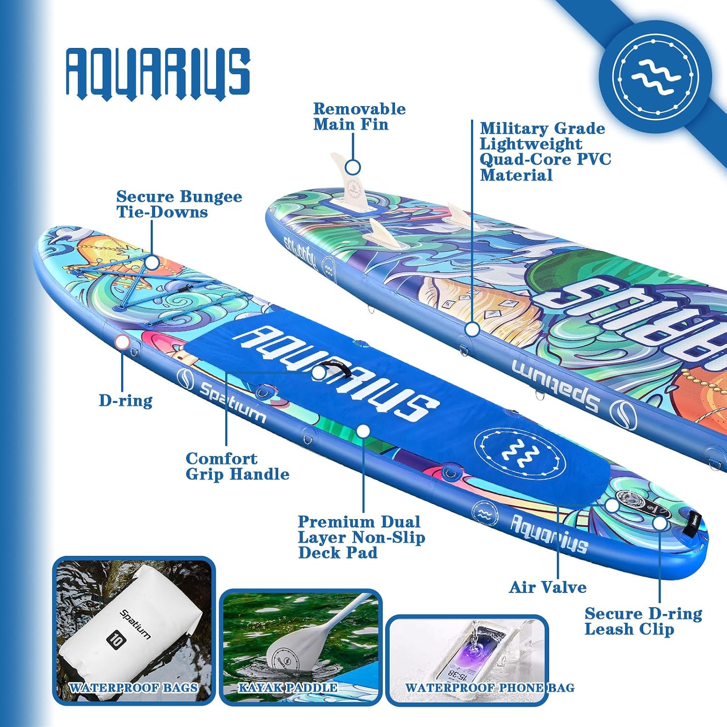 Spatium 11'5'x32' Magnetic Cup Holder Touring Paddle Board Stand Up Paddle Board for Adults,440lb Capacity SUP Board with Camera Mount for Youth & Adults of All Skill Levels