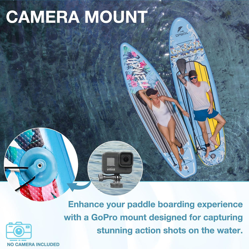 UPWELL 10'6'/11'/11'6' Inflatable Paddle Board, Stand Up Paddlboard for Youth & Adults, Stable Design, Premium SUP Accessories, Backpack, Leash, Hand Pump, Fins