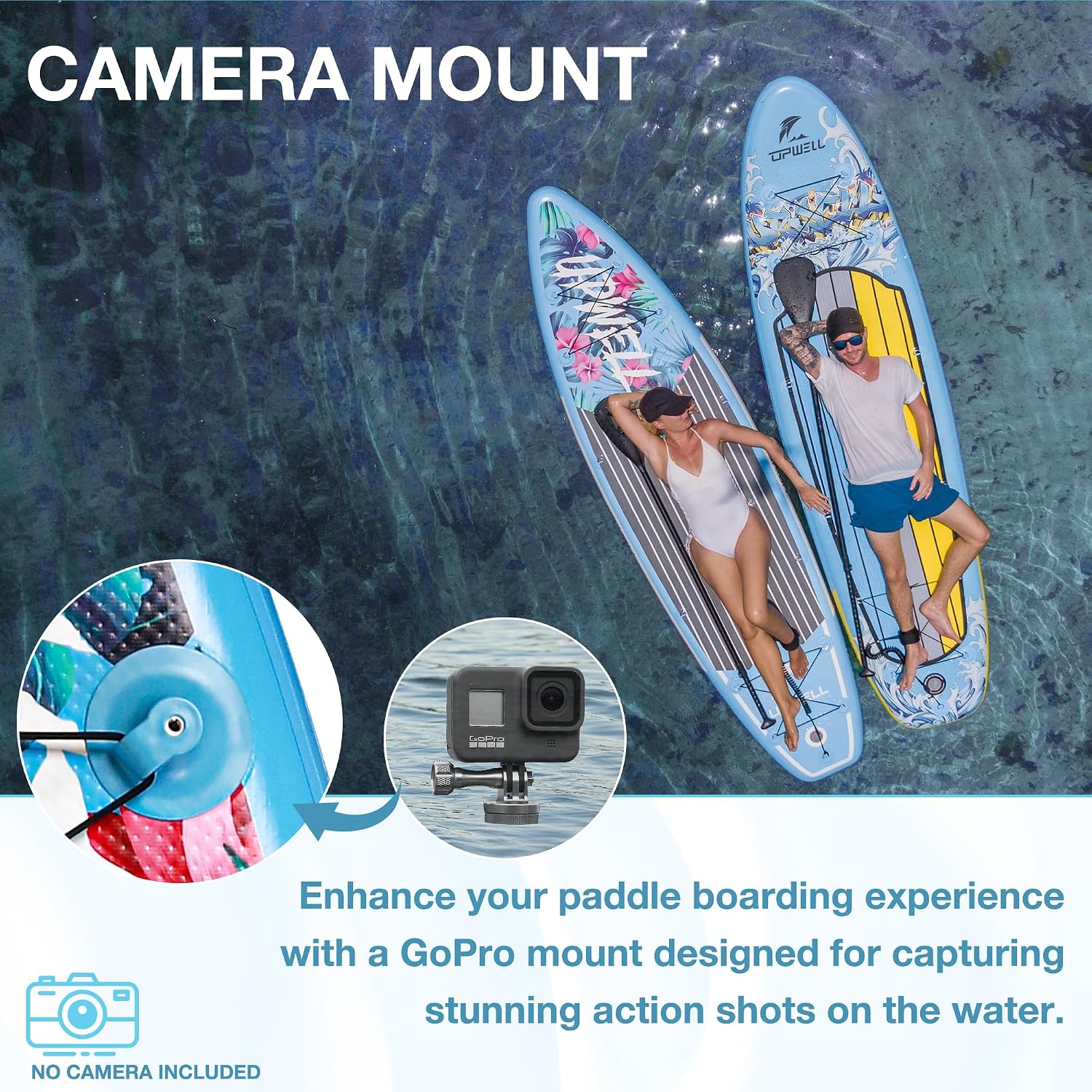 UPWELL 10'6'/11'/11'6' Inflatable Paddle Board, Stand Up Paddlboard for Youth & Adults, Stable Design, Premium SUP Accessories, Backpack, Leash, Hand Pump, Fins