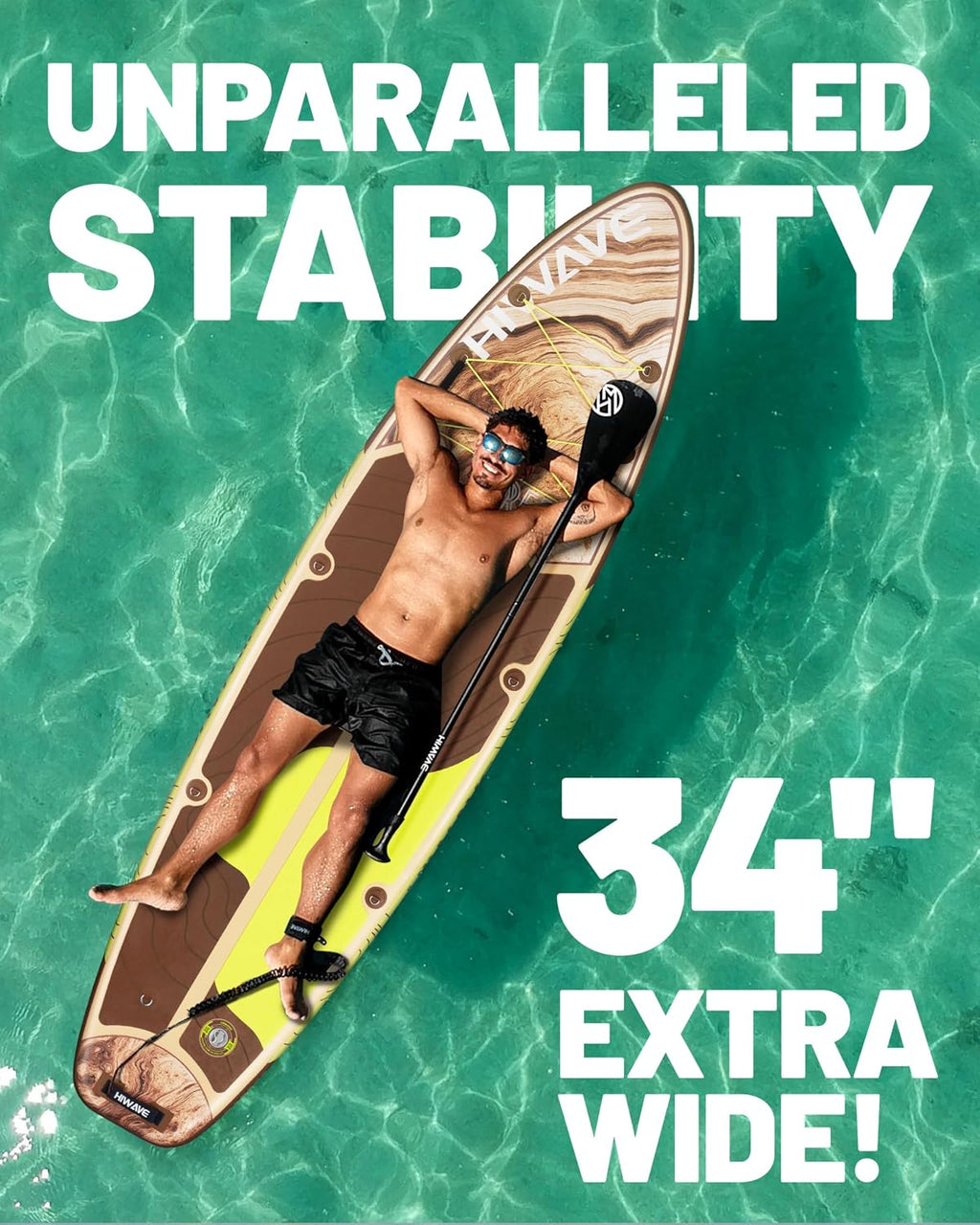 Hiwave Inflatable Stand Up Paddle Board 11'*34'*6' Sup Board, 420lbs Capacity Adult&Youth Paddle Board, Pet Friendly for Ocean&Lake, w/Double Action Hand Pump