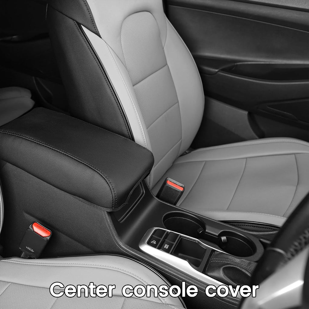 HKZ Custom Seat Covers for Hyundai Tucson SE,SEL,Limited,Value,Ultimate,Sport 2019 2020 2021,5-Seats Full Set,Leather Seat Protector(Black+Grey)